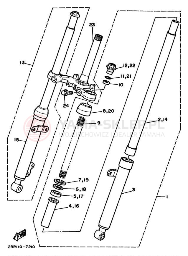 Schemat "Amortyzatory przód" do Yamaha YSR50T