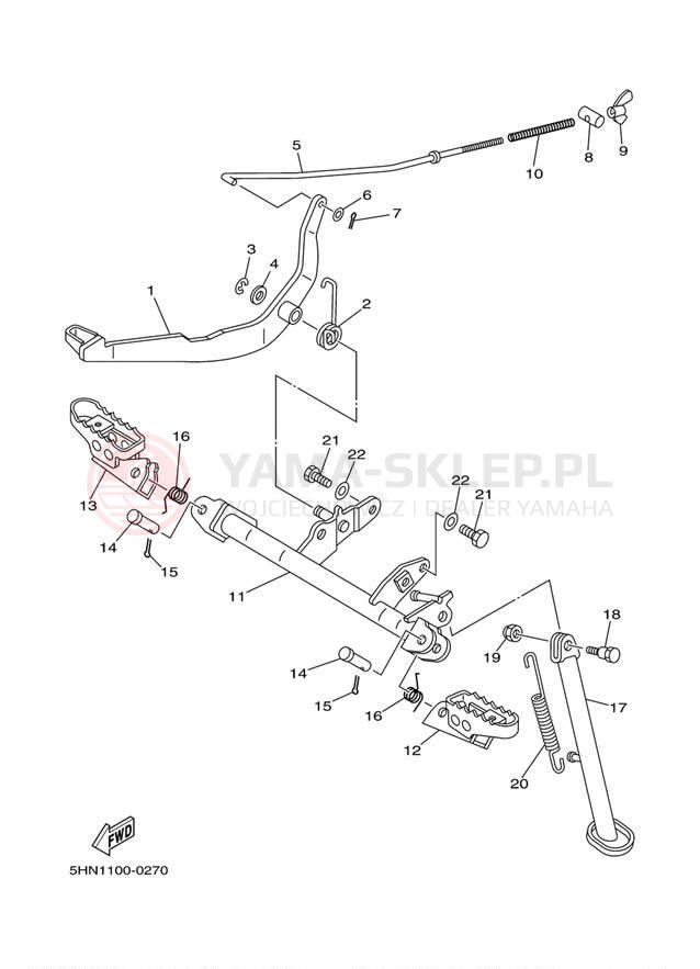 Schemat "Stopka postojowa i podnóżki" do Yamaha TTR90 TTR90M/TTR90MC