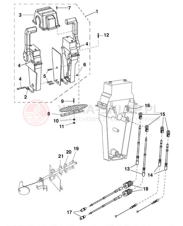 Schemat "Cięgna gazu" do Yamaha AR230 HO SRT1100BE