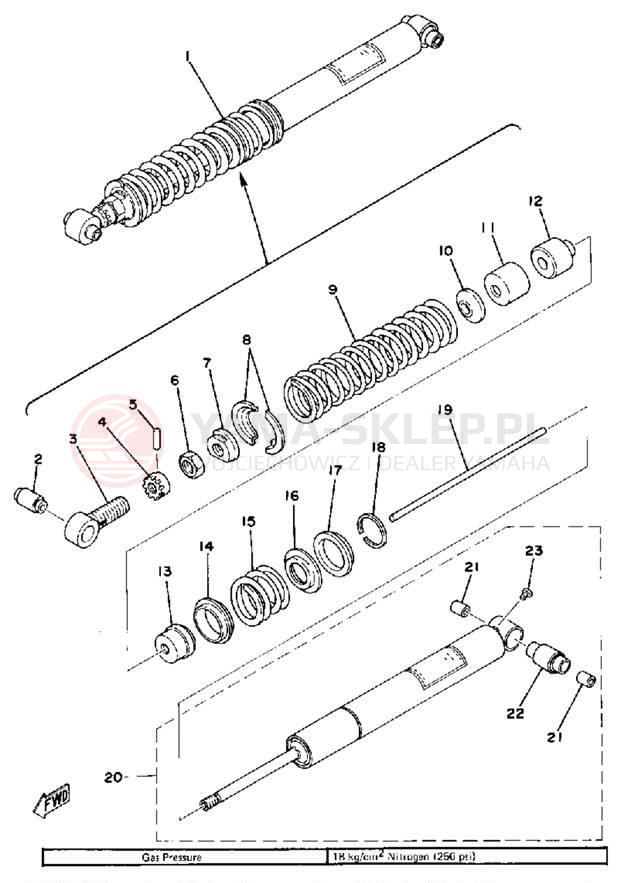 Schemat "Amortyzator tylny" do Yamaha IT250E/IT400E
