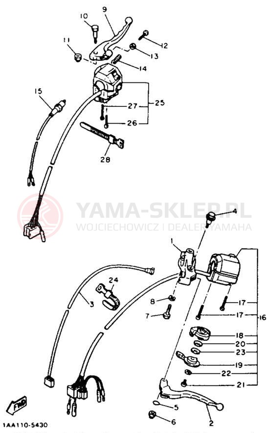 Schemat "Kierownica i osprzęt" do Yamaha MAXIM X XJ700XNC/XJ700XN