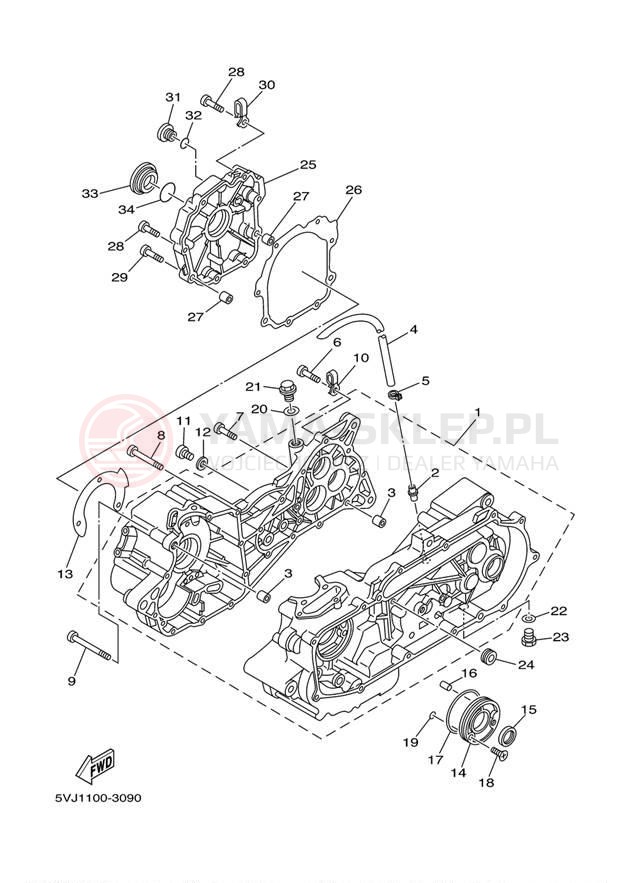 Schemat "Obudowa silnika" do Yamaha GRIZZLY 125 YFM125S