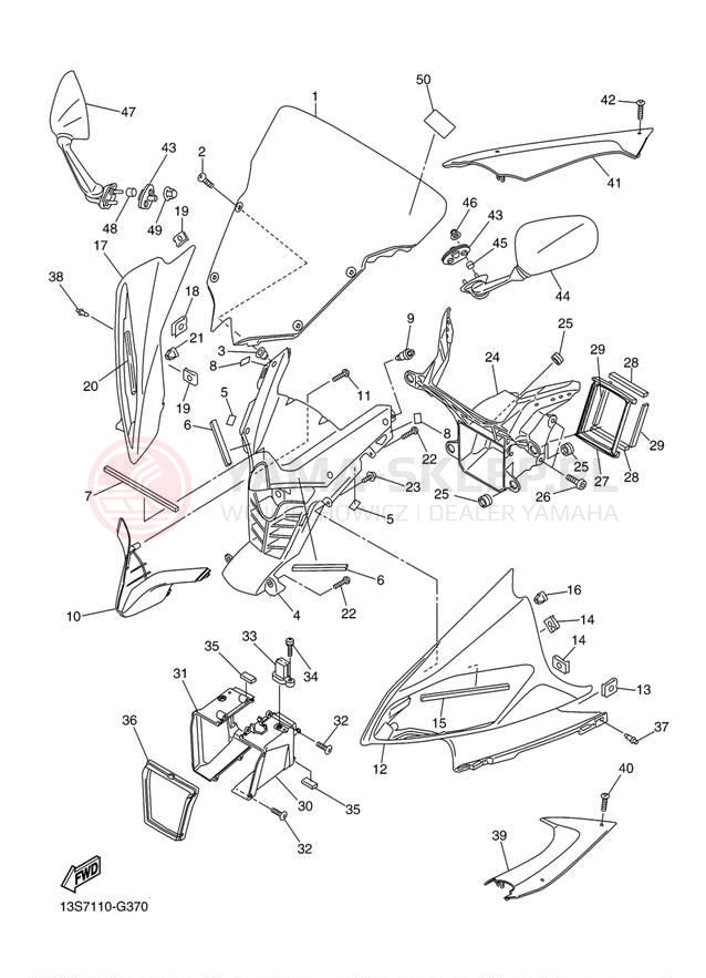 Schemat "elementy nadwozia" do Yamaha YZFR6 YZFR6YCO/YZFR6YO