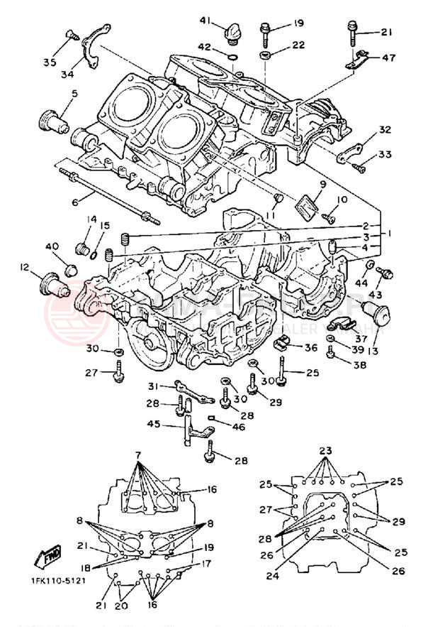 Schemat "Obudowa silnika" do Yamaha V-MAX 1200 VMX12U/VMX12UC