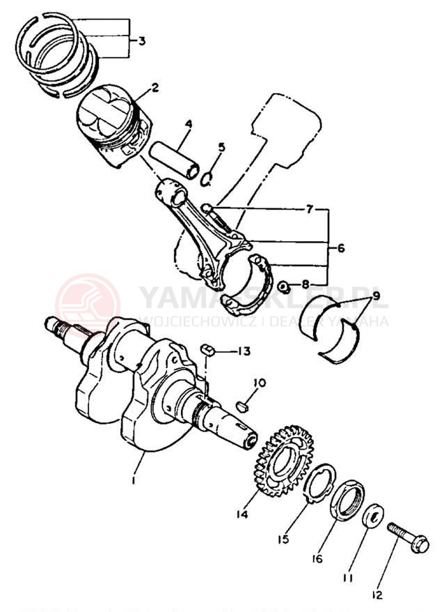 Schemat "Wał korbowy, tłok" do Yamaha XZ550RK