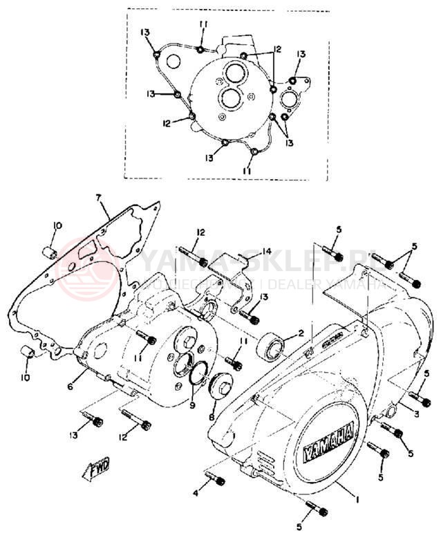 Schemat "Pokrywa silnika" do Yamaha TX750