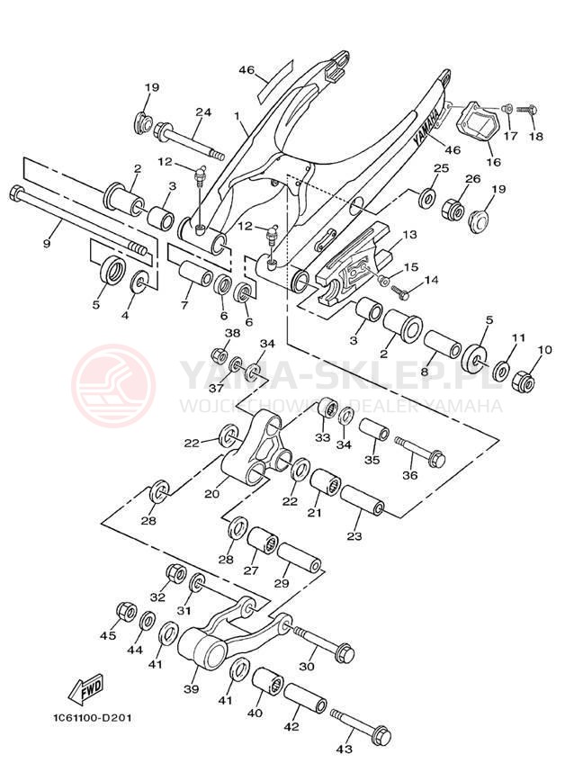Schemat "wahacz" do Yamaha TT-R230 TTR230TC/TTR230T