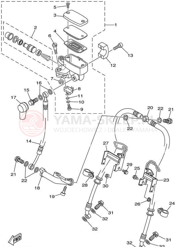Schemat "Pompa hamulcowa przednia" do Yamaha ROAD STAR XV1600AP/XV1600APC