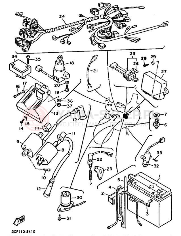 Schemat "układ elektryczny" do Yamaha VIRAGO 1100 XV1100D/XV1100DC