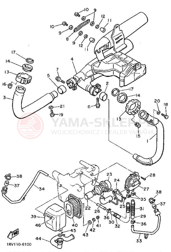 Schemat "Wydech końcowy" do Yamaha VIRAGO 750 XV750GC/XV750G