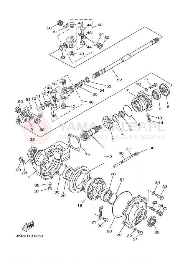 Schemat "Wał napędowy przód" do Yamaha TIMBERWOLF 4WD YFB250FWM
