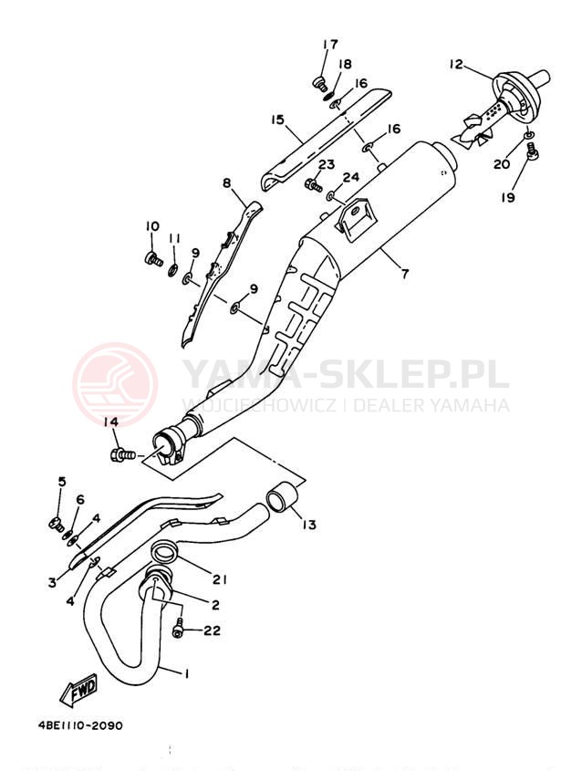 Schemat "Wydech końcowy" do Yamaha SEROW XT225J/XT225JC
