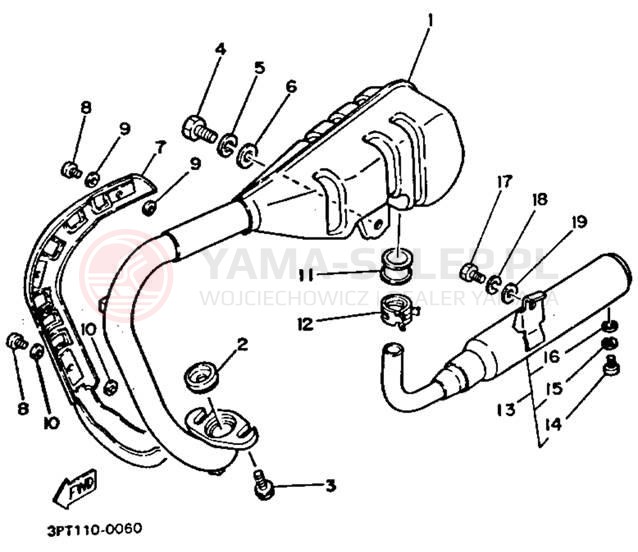 Schemat "Wydech końcowy" do Yamaha Y-ZINGER PW50F