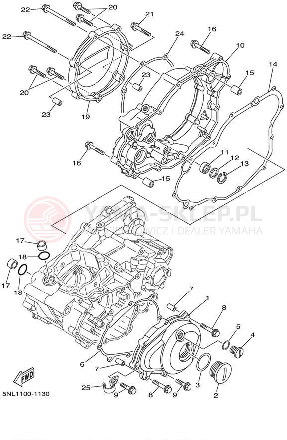 Schemat "Pokrywa silnika" do Yamaha YZ250F YZ250FN