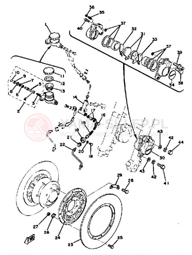 Schemat "Układ hamulcowy przód" do Yamaha TX650A