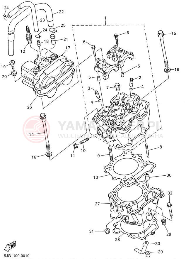Schemat "cylinder" do Yamaha YZ426 YZ426FN