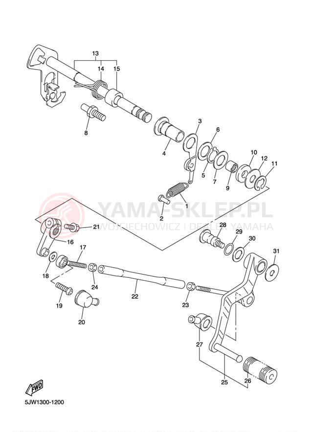 Schemat "Dźwignia zmiany biegów, wałek" do Yamaha FJR1300A FJR13AW/FJR13AWC