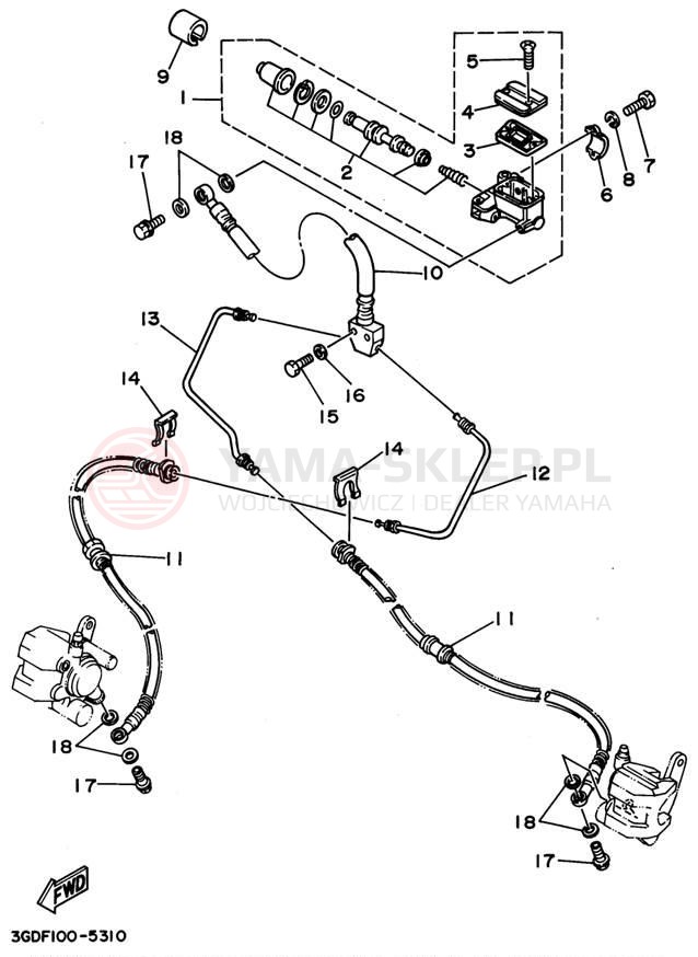 Schemat "Pompa hamulcowa przednia" do Yamaha WARRIOR YFM350XG_M
