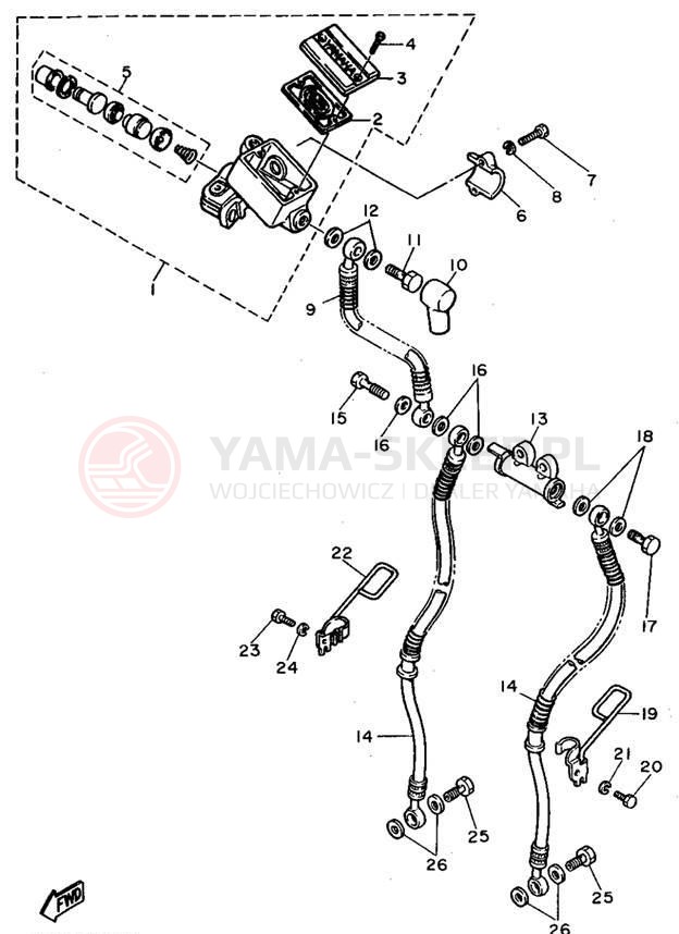 Schemat "Pompa hamulcowa przednia" do Yamaha VIRAGO 750 XV750F/XV750FC
