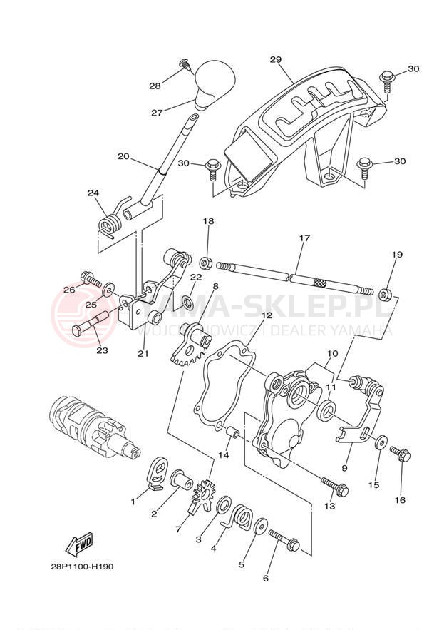 Schemat "Dźwignia zmiany biegów, wałek" do Yamaha GRIZZLY 550 EPS 4WD YFM5FGPAL