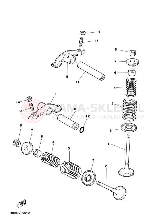 Schemat "zawory" do Yamaha TW200 TW200S/TW200SC