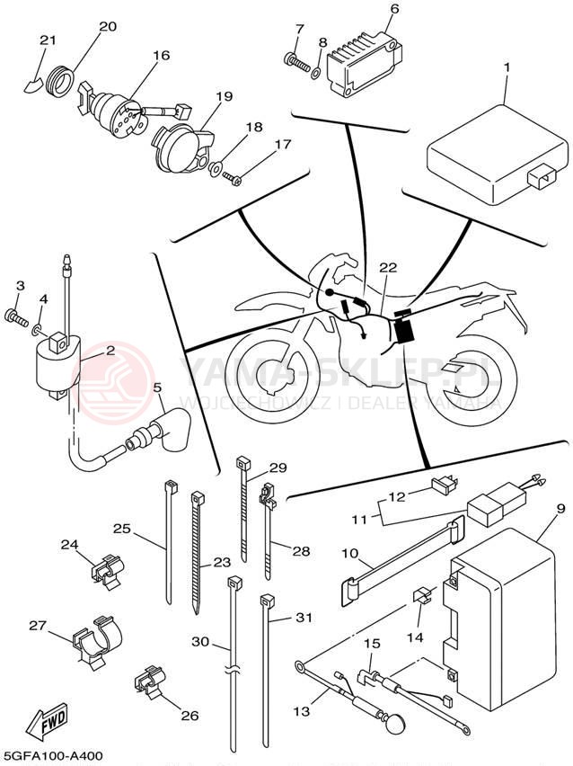 Schemat "układ elektryczny" do Yamaha TTR250 TTR250P/TTR250PC