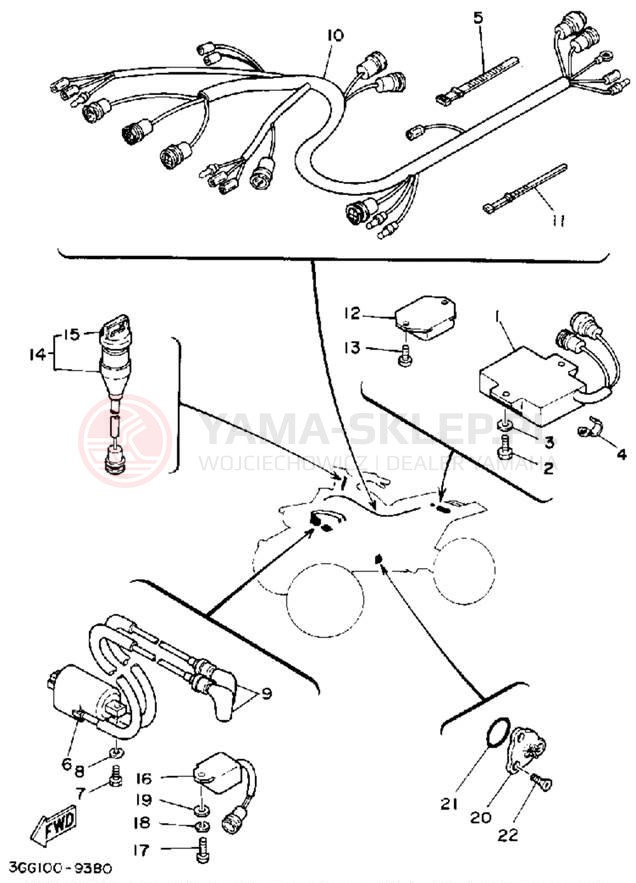 Schemat "układ elektryczny" do Yamaha YFZ350D