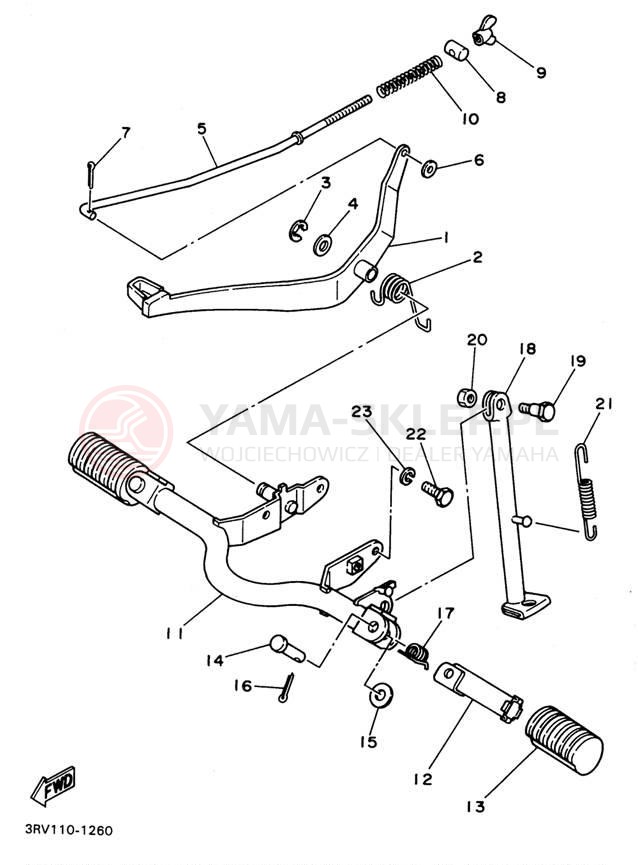 Schemat "Stopka postojowa i podnóżki" do Yamaha Y-ZINGER PW80H