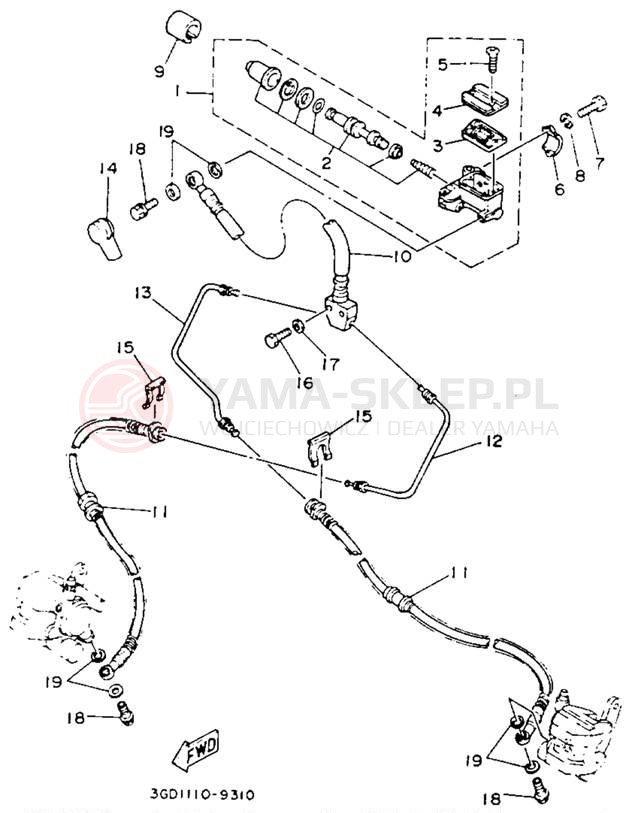 Schemat "Pompa hamulcowa przednia" do Yamaha WARRIOR YFM350XE_M