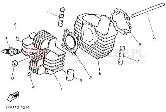 Schemat "cylinder" do Yamaha Y-ZINGER PW80F