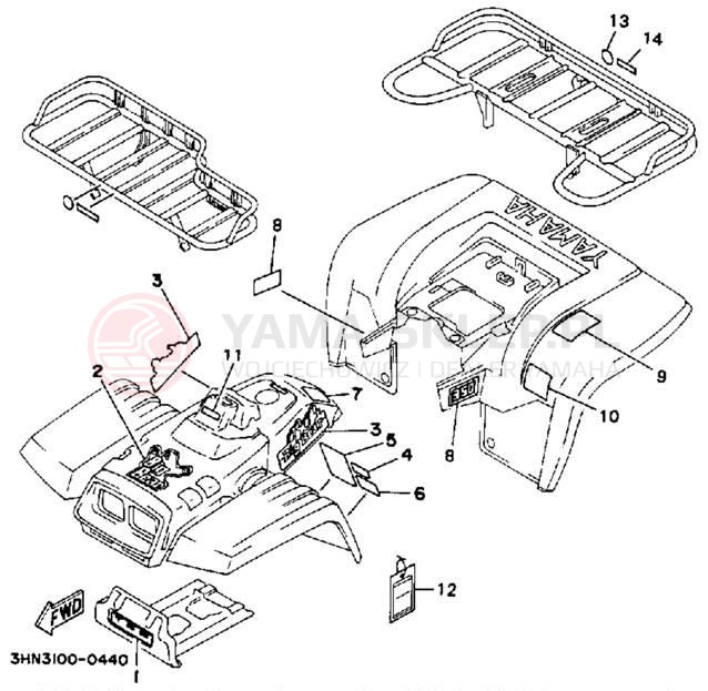 Schemat "naklejki" do Yamaha BIG BEAR 4WD YFM350FWA