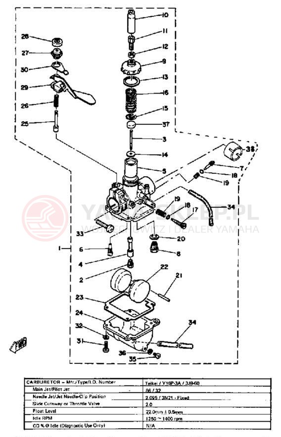 Schemat "Gaźnik" do Yamaha GT80E