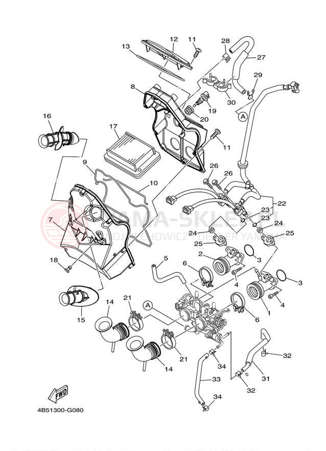 Schemat "Wtrysk paliwa" do Yamaha TMAX XP500ZS