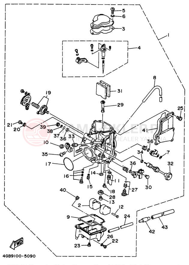 Schemat "Gaźnik" do Yamaha KODIAK 4WD YFM400FWH