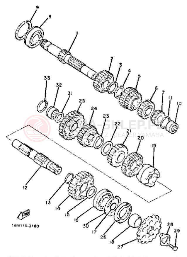 Schemat "Skrzynia biegów " do Yamaha XS400RJ