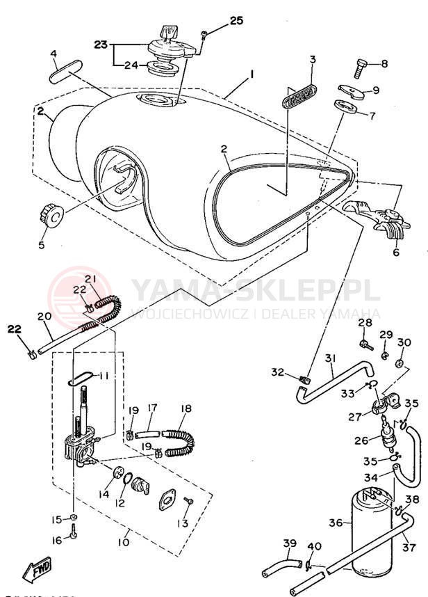 Schemat "zbiornik paliwa" do Yamaha VIRAGO 750 XV750F/XV750FC