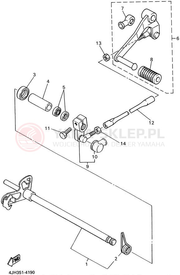 Schemat "Dźwignia zmiany biegów, wałek" do Yamaha YZF600R YZF600RPC/YZF600RP