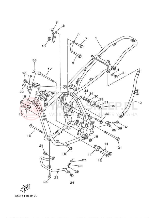 Schemat "rama" do Yamaha TTR250 TTR250LC/TTR250L