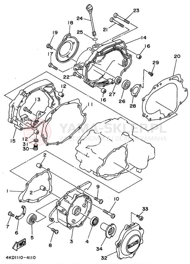 Schemat "Pokrywa silnika" do Yamaha YFB250FWF