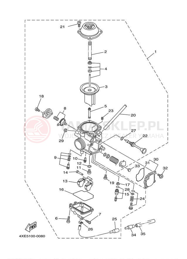 Schemat "Gaźnik" do Yamaha BEAR TRACKER YFM250XR