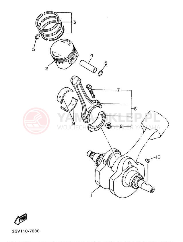 Schemat "Wał korbowy, tłok" do Yamaha VIRAGO 535 XV535K/XV535KC
