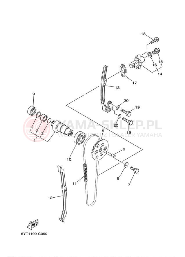 Schemat "Rozrząd - łańcuszek" do Yamaha RAPTOR 350 SE YFM350RSEV