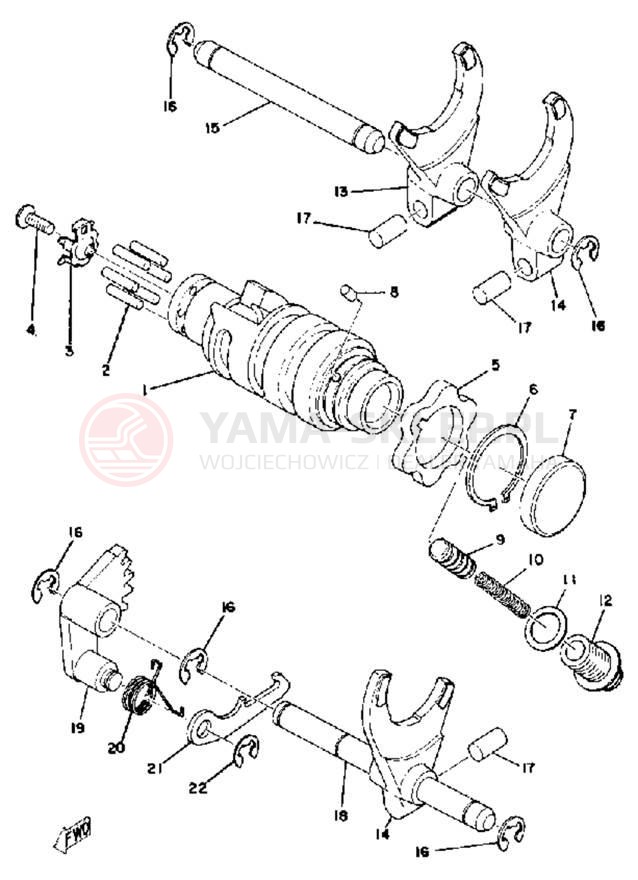 Schemat "Wodziki, automat" do Yamaha YZ250C