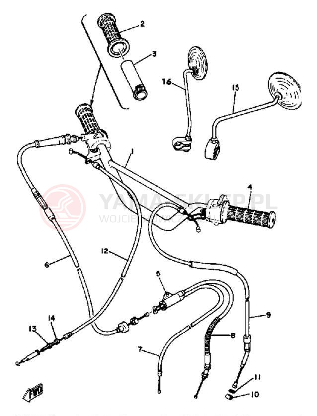 Schemat "Kierownica i osprzęt" do Yamaha DT80J