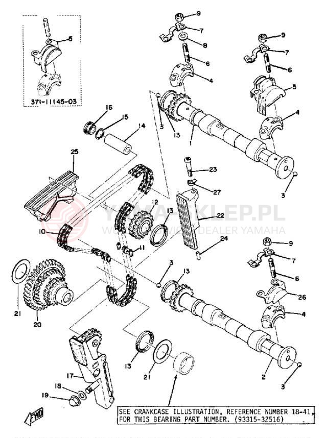 Schemat "Rozrząd - napinacz" do Yamaha XS500B