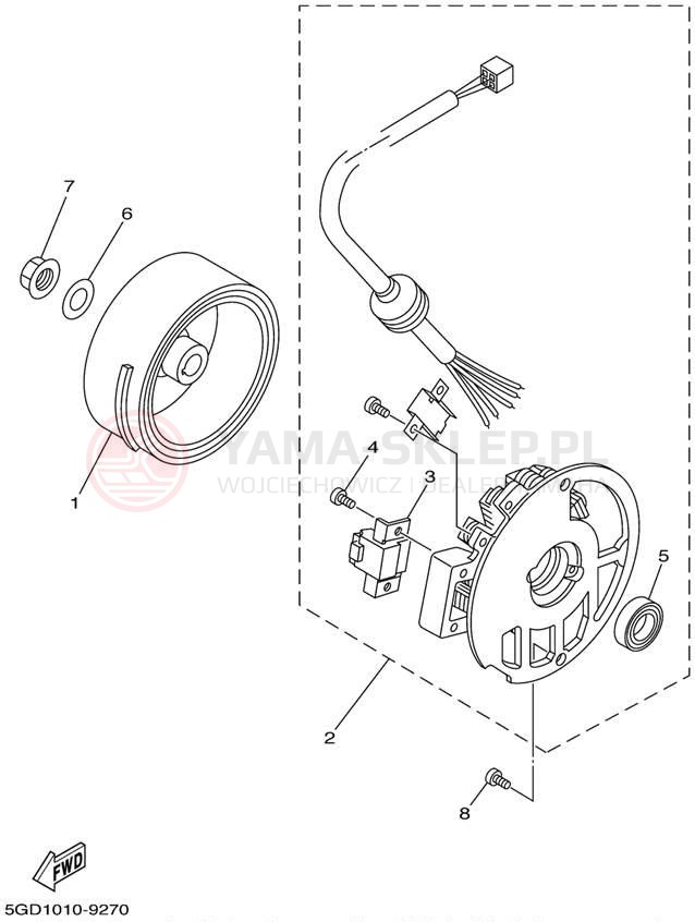 Schemat "prądnica" do Yamaha VINO YJ50RN