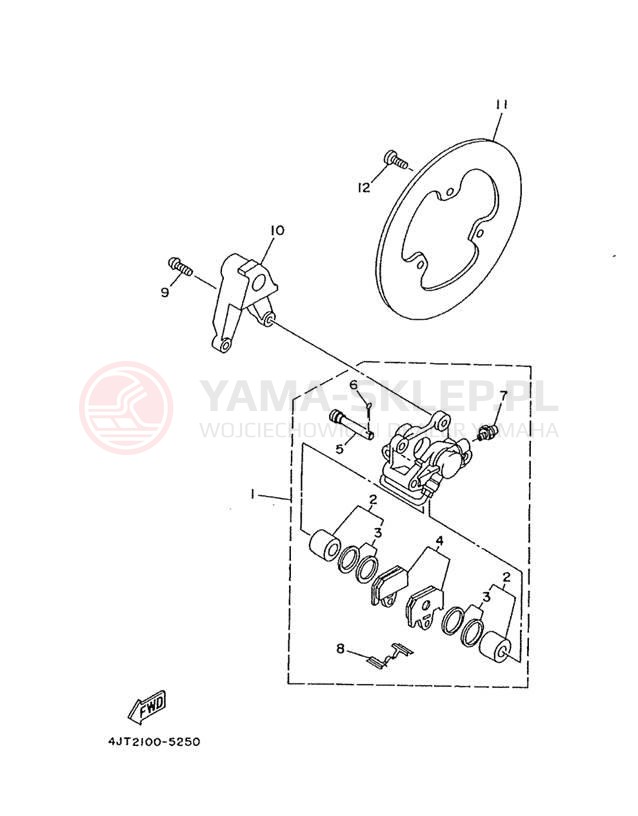 Schemat "Zacisk hamulcowy tylny" do Yamaha TZ125 TZ125