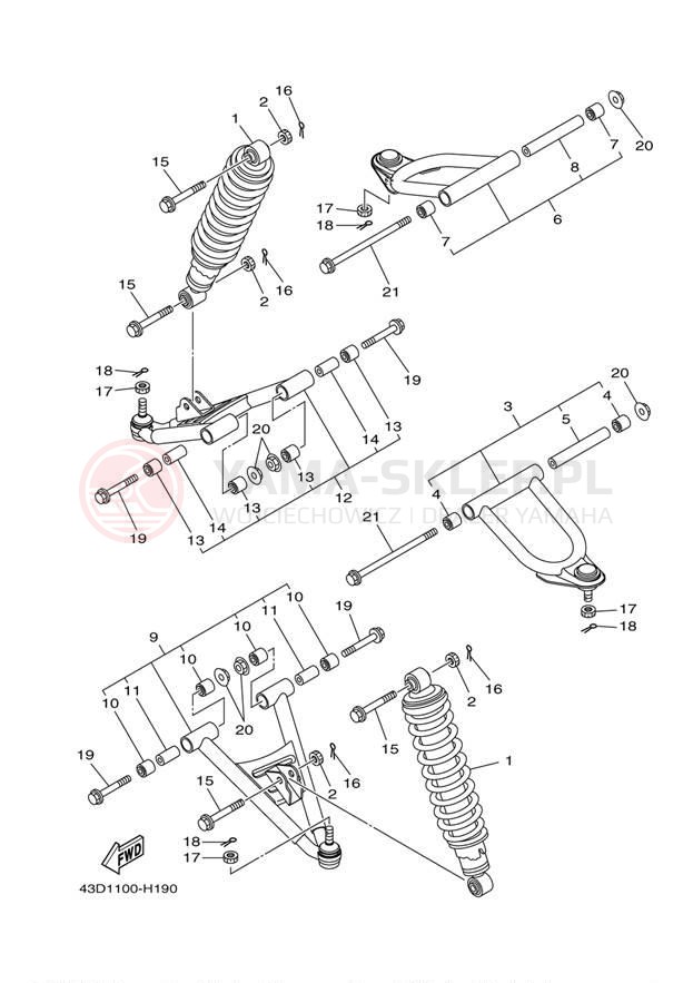 Schemat "Koło przód" do Yamaha RAPTOR 90 YFM90RYB/YFM90RYL