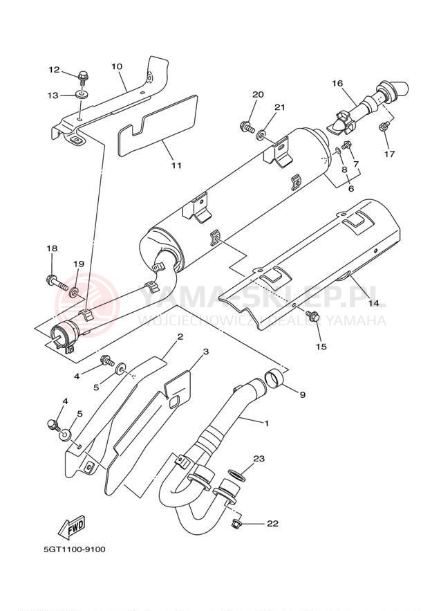 Schemat "Wydech końcowy" do Yamaha GRIZZLY YFM600FM/YFM600FMC