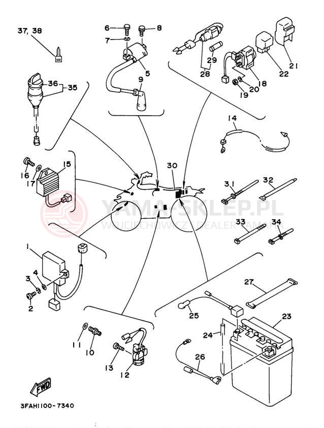 Schemat "układ elektryczny" do Yamaha BREEZE YFA1K